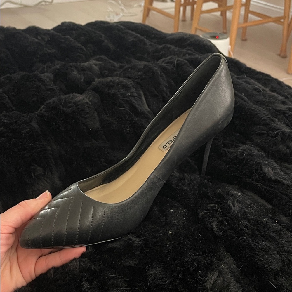Karl Lagerfeld Black Leather Women's Heels